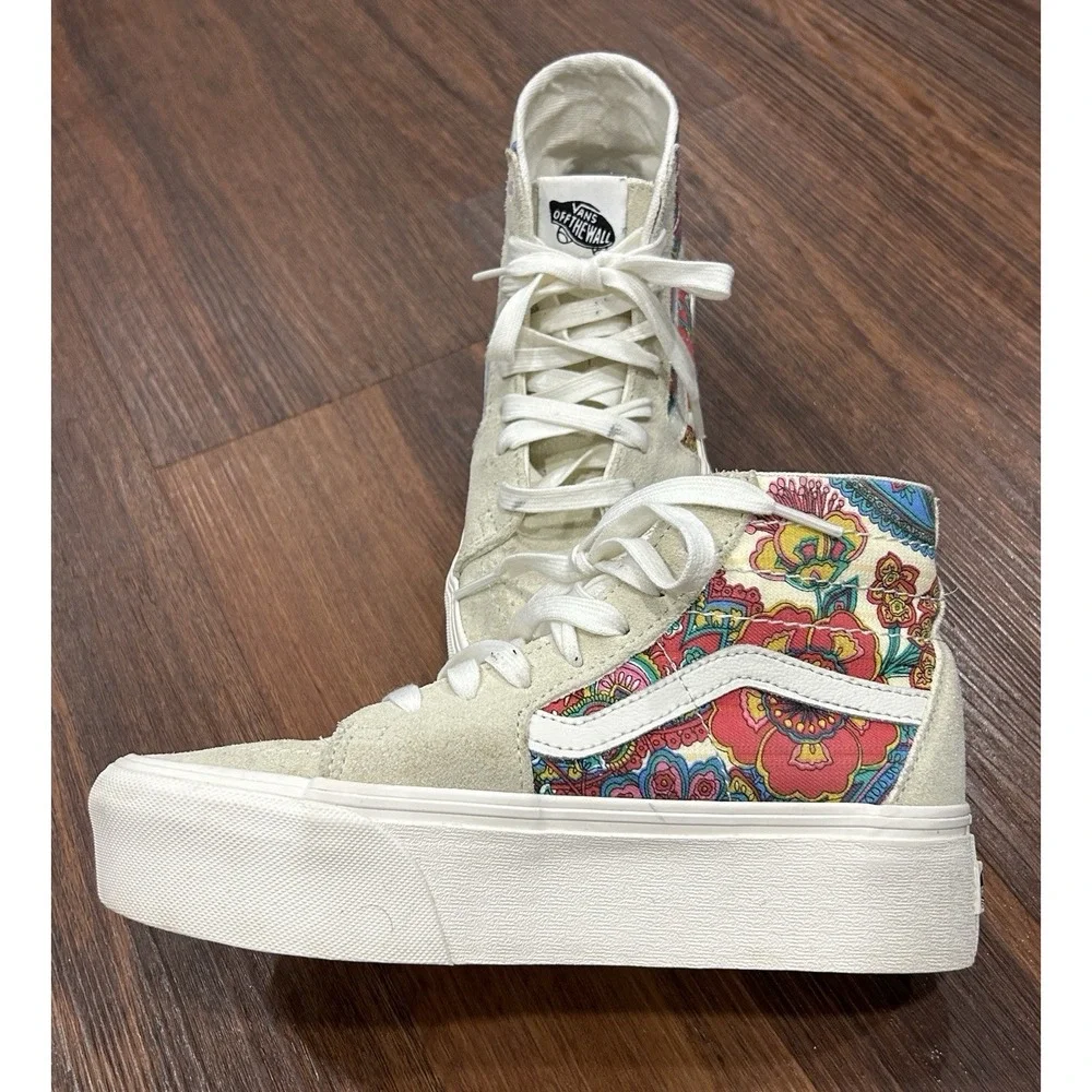 Vans Sk8-Hi Tapered‎ Paisley Bloom Turtledove Platform Womens 6.5 Hipster Boho